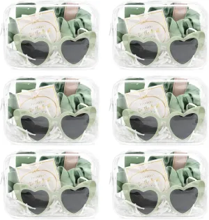DEEKA 30 Pcs Bridesmaid Proposal Bag Set Gift Clear Makeup Toiletry Bag Bachelorette Party Favors Sunglasses Hair Claw Clips Scrunchies Knot Bracelets Bridal Wedding Party Gifts (Sage Green)