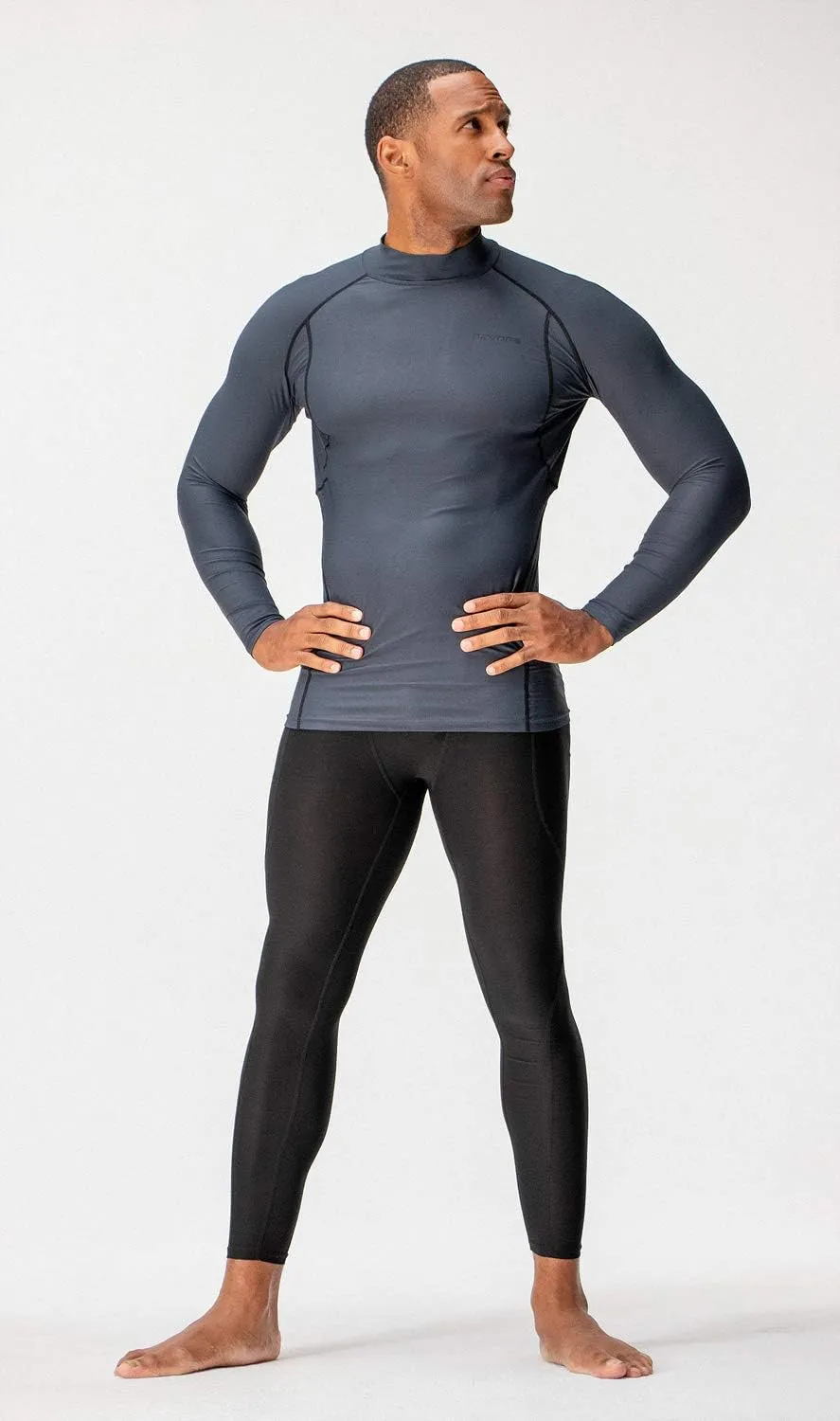DEVOPS 3 Pack Men's Athletic Turtle Neck Long Sleeve Compression Shirts