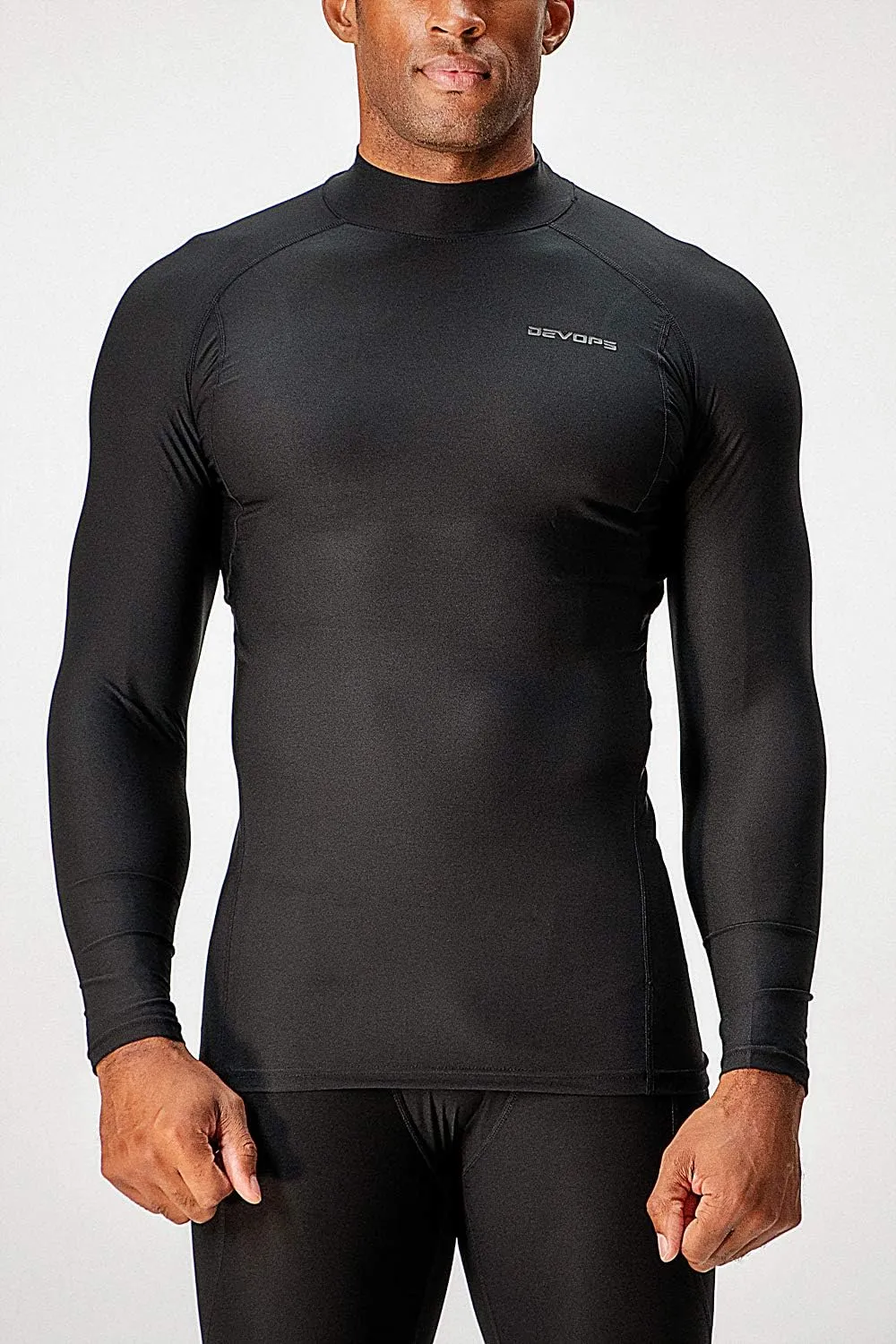 DEVOPS 3 Pack Men's Athletic Turtle Neck Long Sleeve Compression Shirts