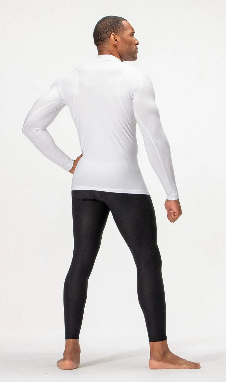 DEVOPS 3 Pack Men's Athletic Turtle Neck Long Sleeve Compression Shirts
