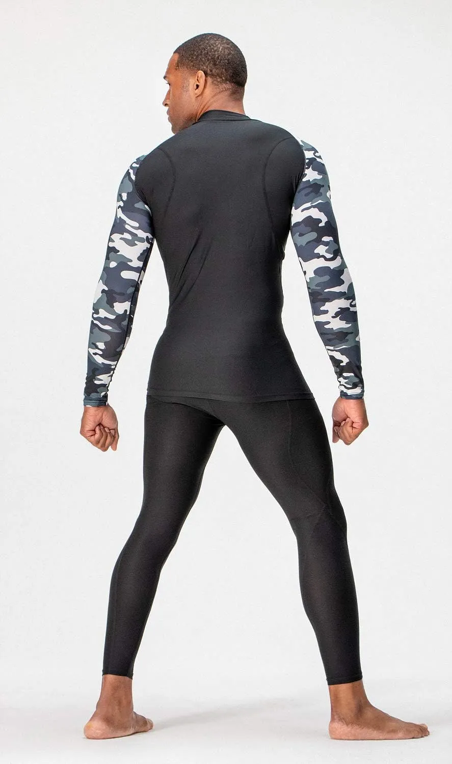 DEVOPS 3 Pack Men's Athletic Turtle Neck Long Sleeve Compression Shirts