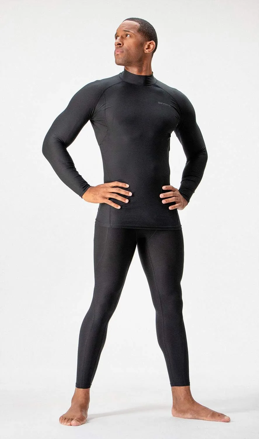 DEVOPS 3 Pack Men's Athletic Turtle Neck Long Sleeve Compression Shirts