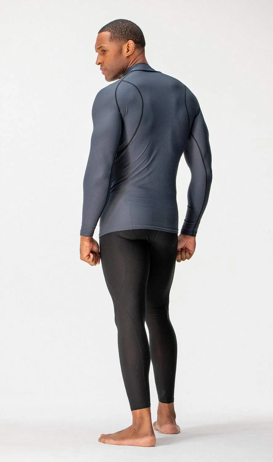 DEVOPS 3 Pack Men's Athletic Turtle Neck Long Sleeve Compression Shirts
