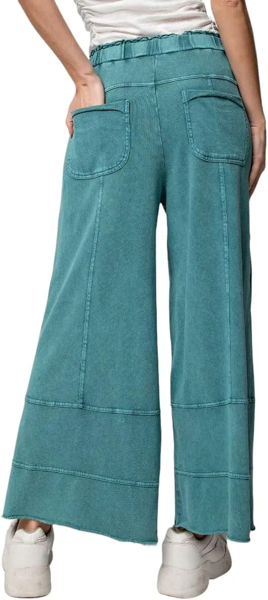 Easel Lazy Days Mineral Washed Wide Leg Pants