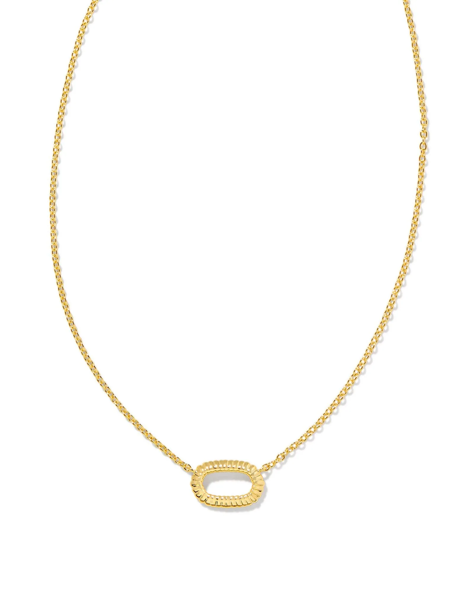 Elisa Ridge Open Frame Pendant Necklace (Gold or Silver)