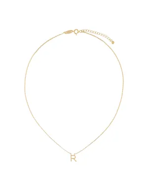Elly Lou Timeless Initial Necklace - R- Gold