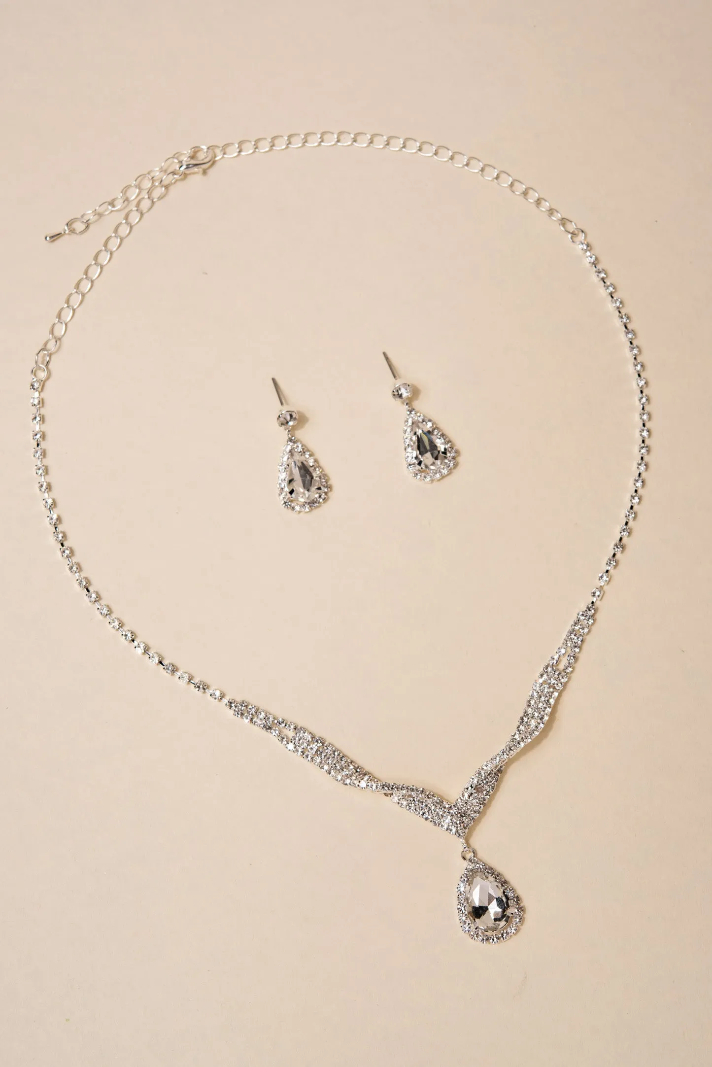 Emily Twisted Teardrop Pendant Necklace & Earrings Set