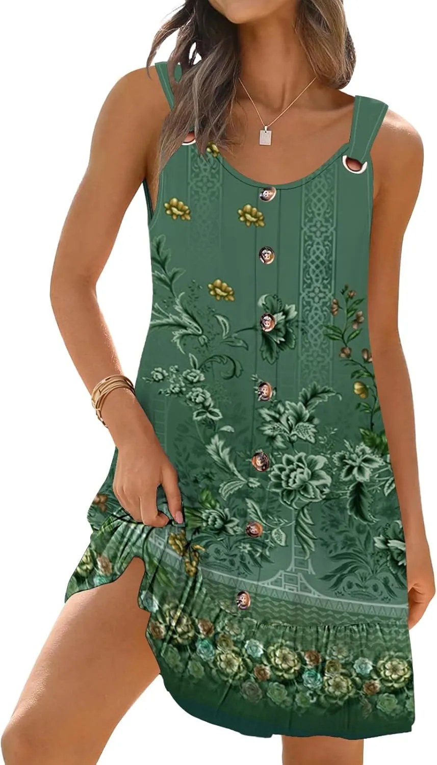 ETCYY NEW Summer Dresses for Women Tiered Swing Beach Cover Up Dress A Line Short Sundresses Knee Length