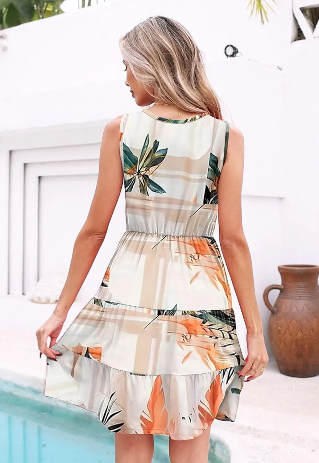 ETCYY NEW Womens Summer Dresses Tiered Swing A Line Short Sundresses Beach Cover Up Dress
