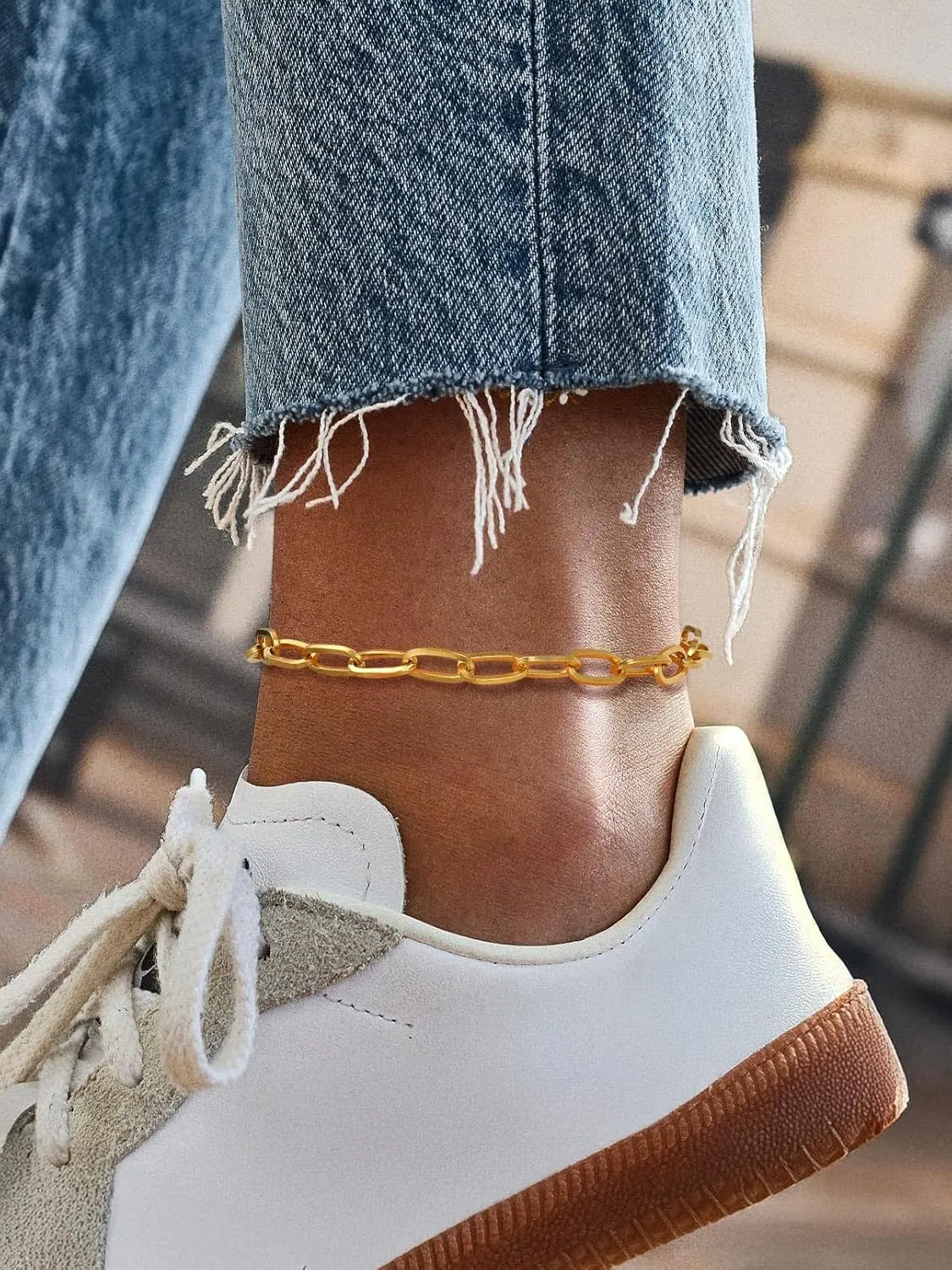 FaithHeart 1/2/3Pcs Ankle Bracelets for Women, Waterproof Layered Anklet Set Paperclip Figaro Cuban Link Chain Dainty Summer Beach Jewelry Gift for Women Adjustable Size