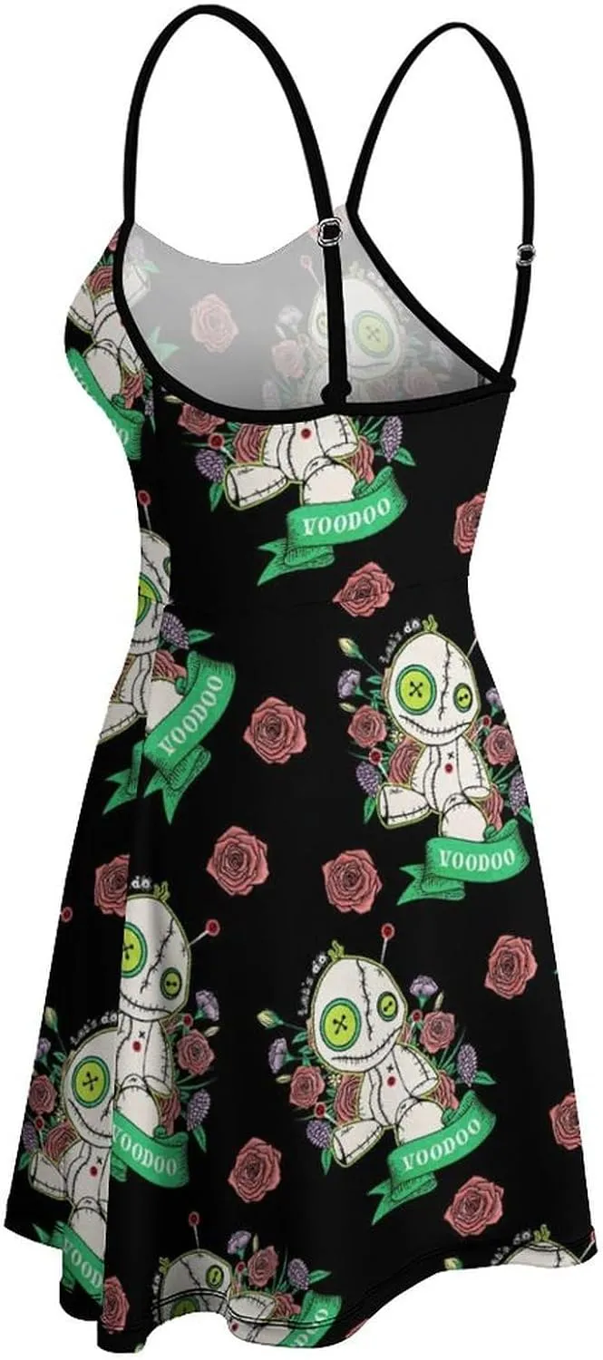 Fashion Summer Beach Slip Dress for Women, Casual Sleeveless Swing Dresses High Waist Sundresses
