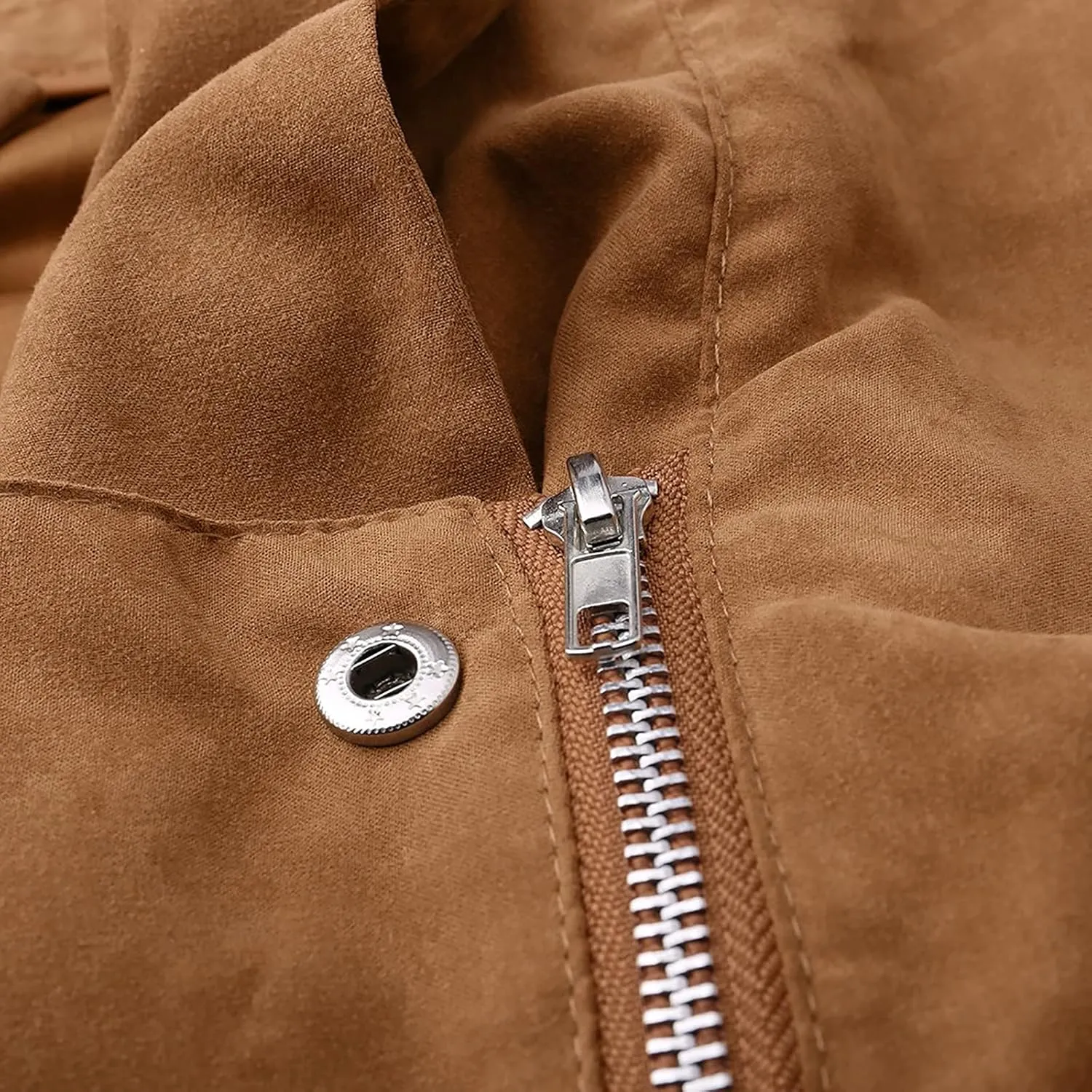 Faux Leather Jackets for Women Faux Suede Jacket Motorcycle Jacket Zipper Short Coats Y2k Dressy Outerwear