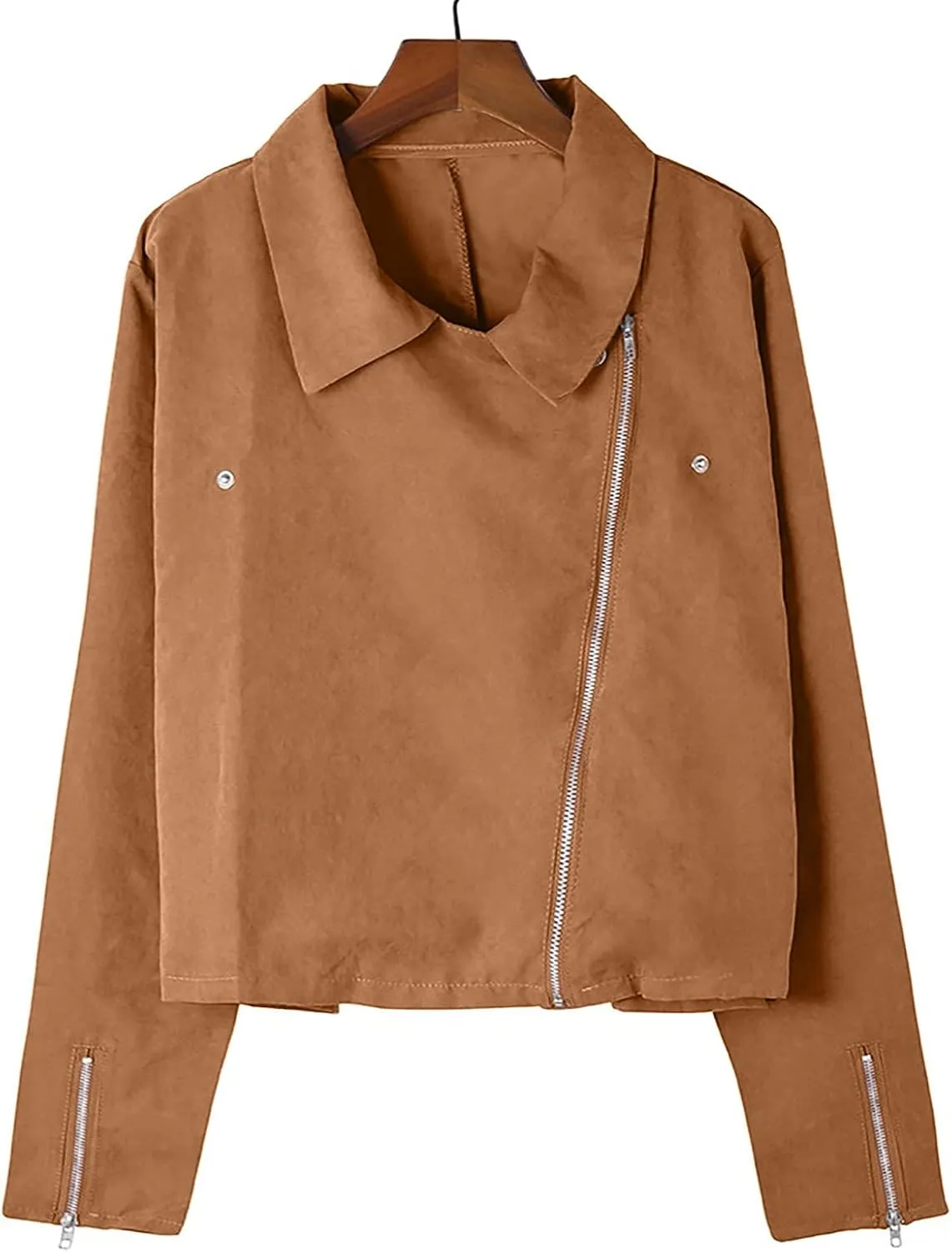 Faux Leather Jackets for Women Faux Suede Jacket Motorcycle Jacket Zipper Short Coats Y2k Dressy Outerwear