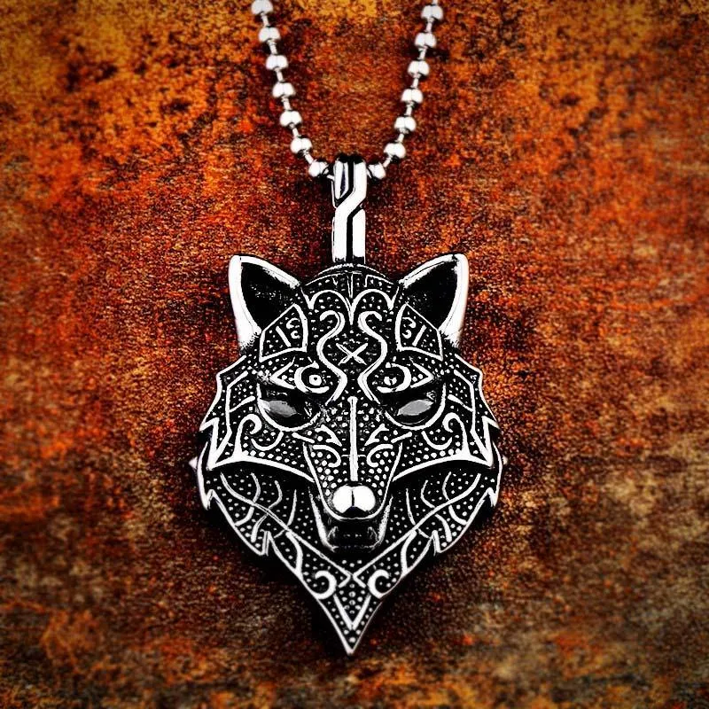 Fenrir Wolf Head Stainless Steel Necklace