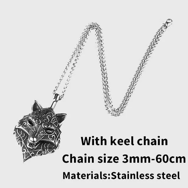 Fenrir Wolf Head Stainless Steel Necklace