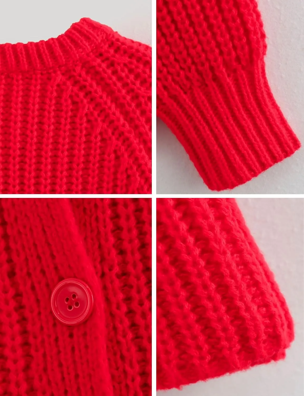 FindThy Womens Chunky Knit Cardigan Long Sleeve Button Down Crewneck Fall Sweater Coat