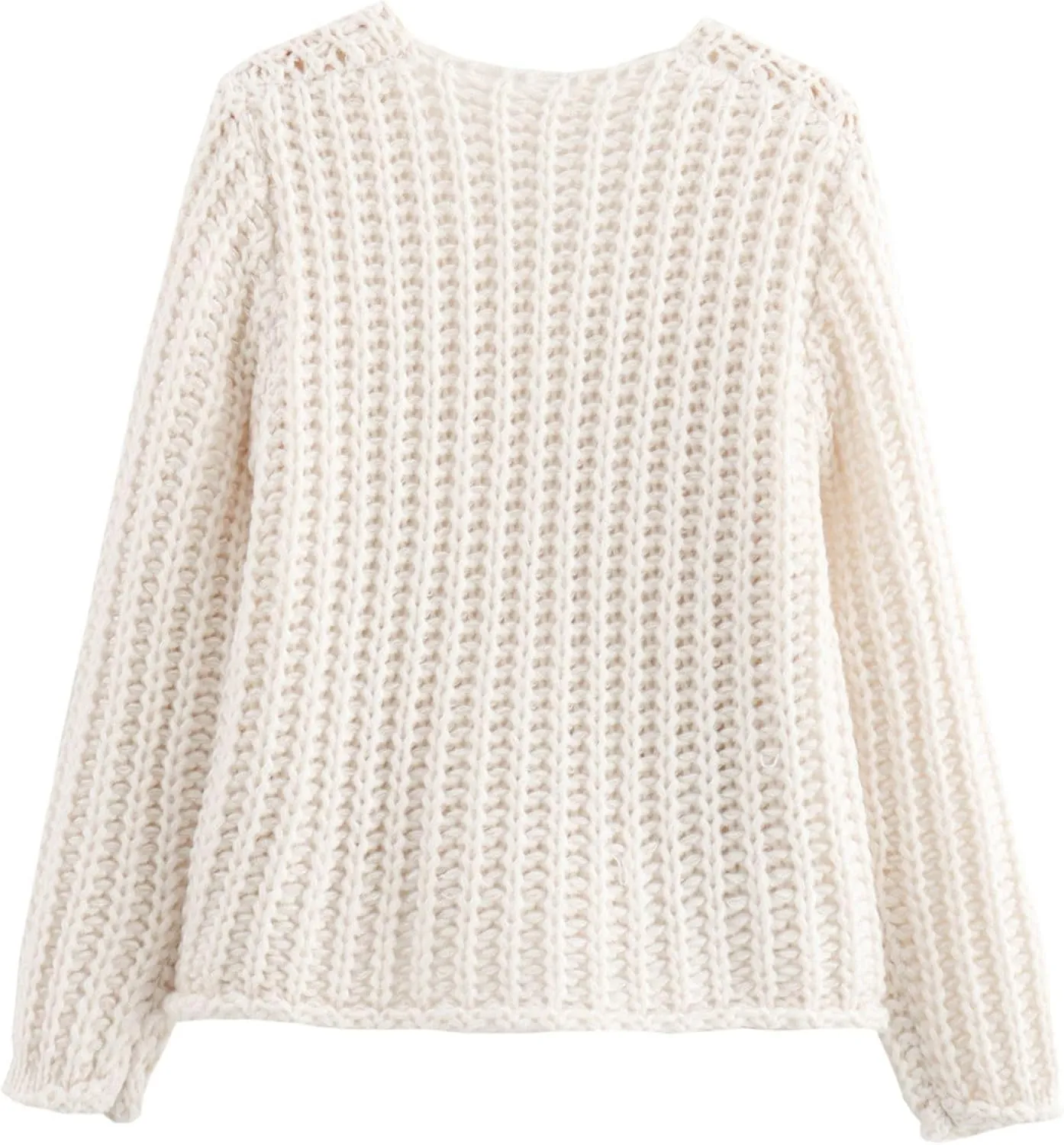 FindThy Womens Cropped Knit Cardigan Long Sleeve Crewneck Button Down Fall Sweater with Pockets
