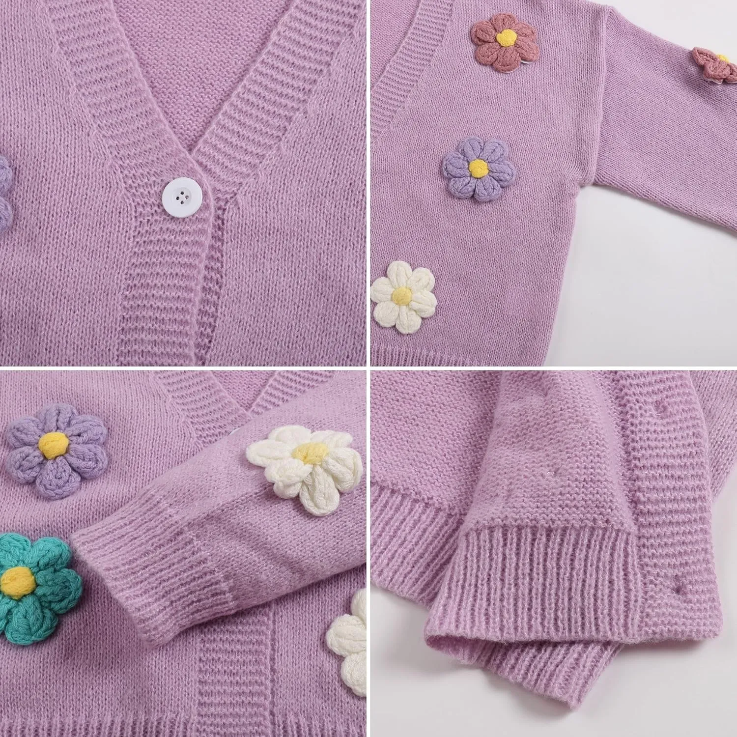 FindThy Womens Cute Floral Print Cardigan Long Sleeve Button Up Cardigans Sweaters