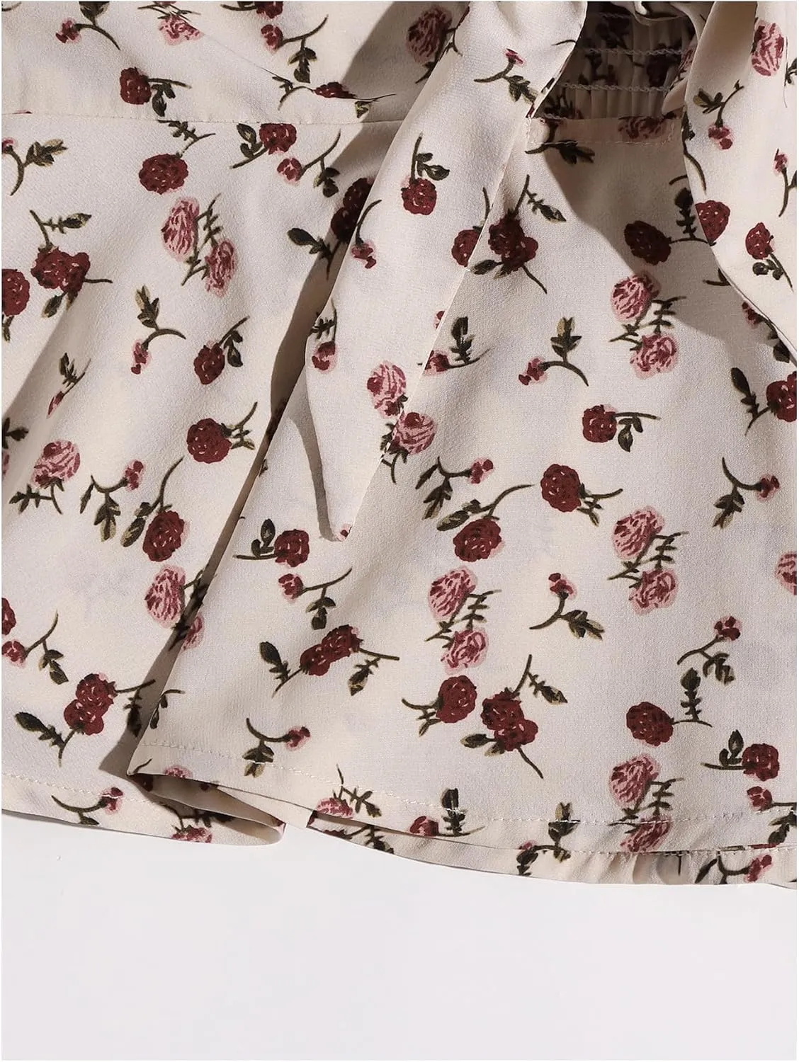 Floerns Women's Floral Print Ruffle Hem Camisole Tie Front Shirred Holiday Cami Top