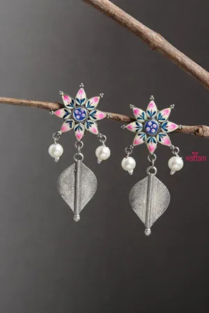 Flower Leaf Drop Earrings