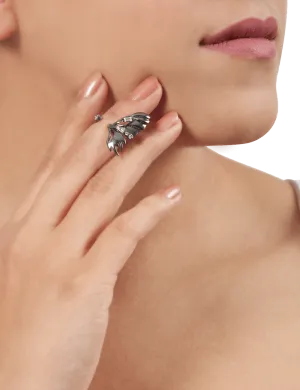 Flutter Midi Ring in Gunmetal - Right Wing