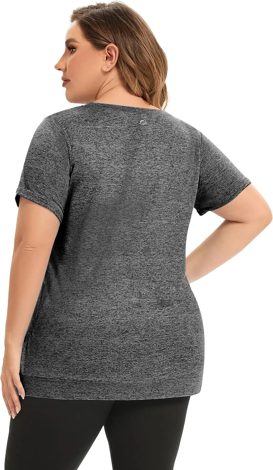 FOREYOND Women's Plus Size Workout Tops Short Sleeves Loose Fit Athletic Shirts Yoga Gym Running Clothing