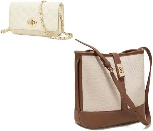 FOXLOVER Fabric Bucket Shoulder Bags and Small Quilted Crossbody Bags for Women