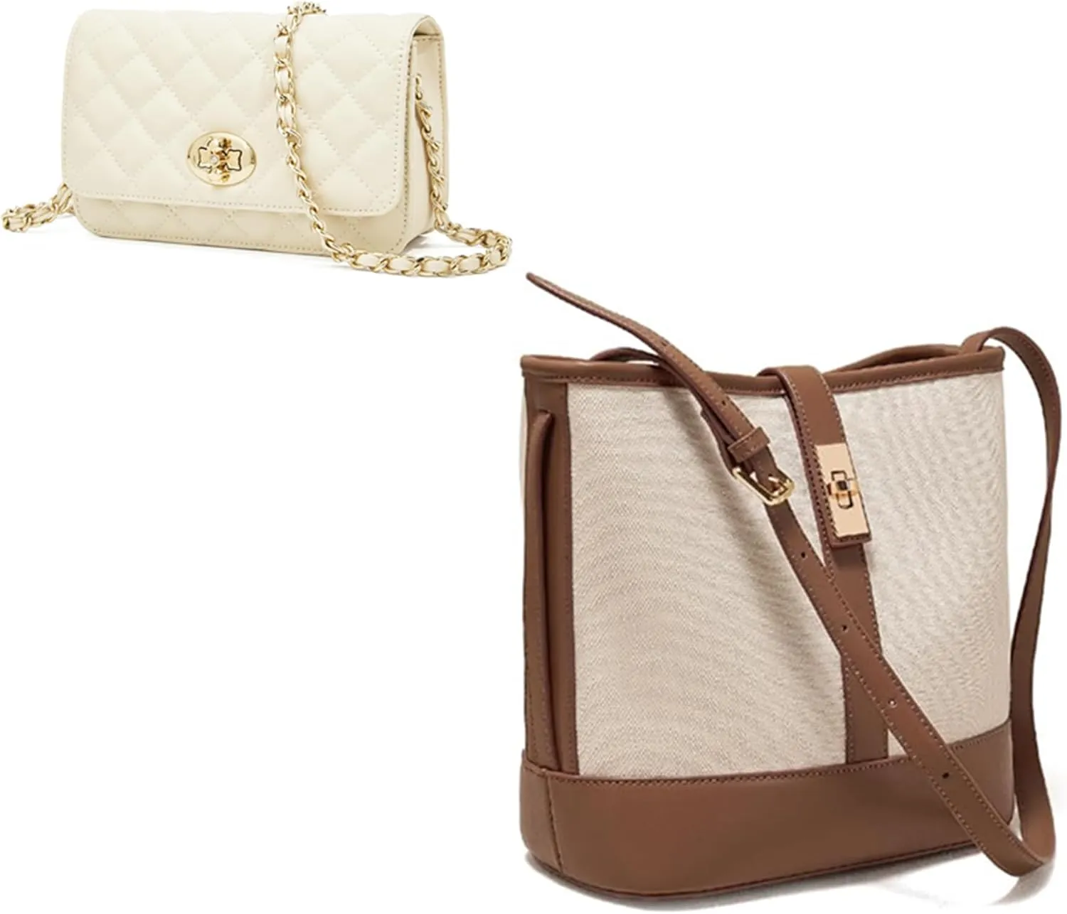 FOXLOVER Fabric Bucket Shoulder Bags and Small Quilted Crossbody Bags for Women
