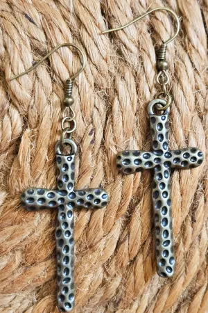Freya Bronze Cross Earrings