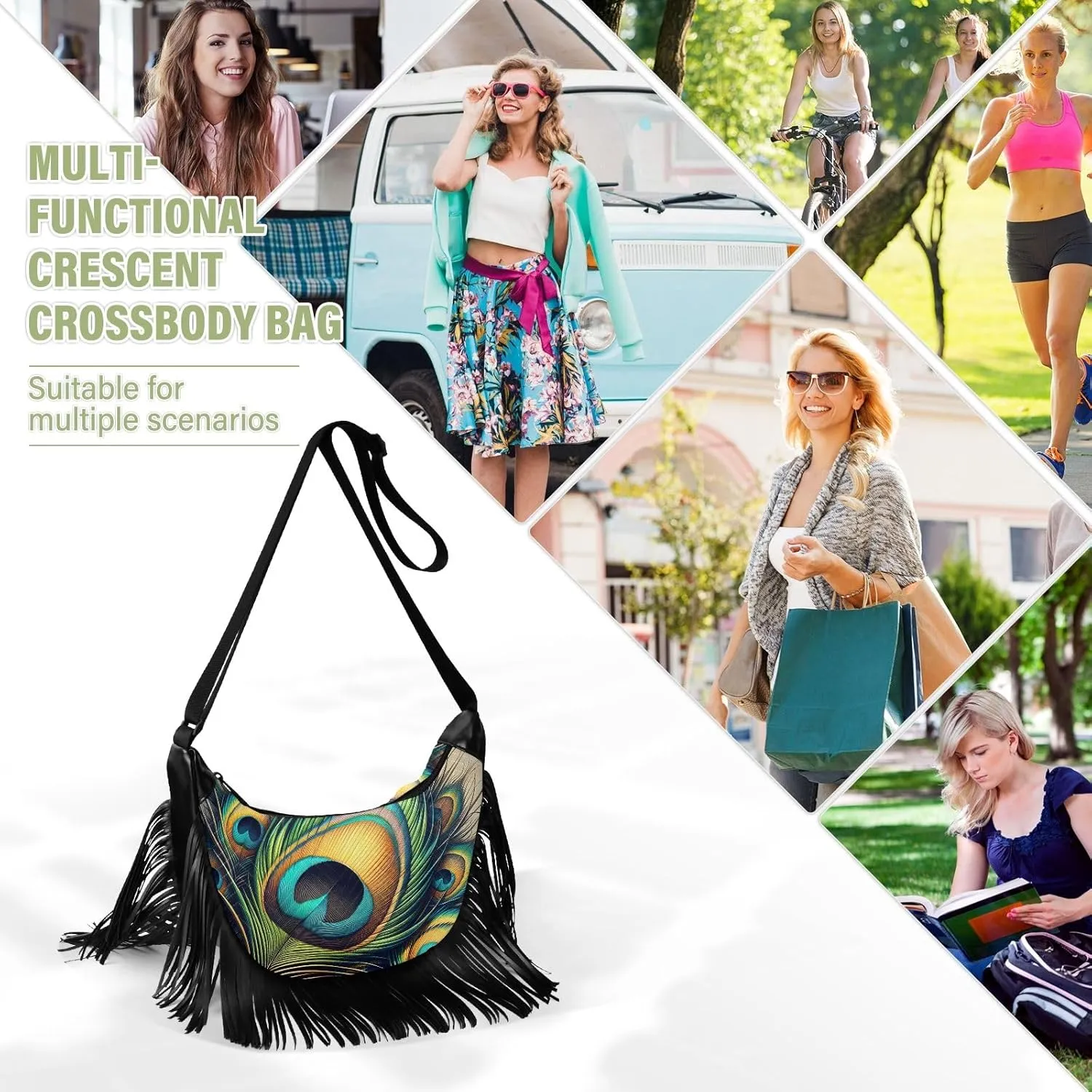 Fringe Handbag Crossbody with Tassel Hobo Bag Fringe Purses for Women Western