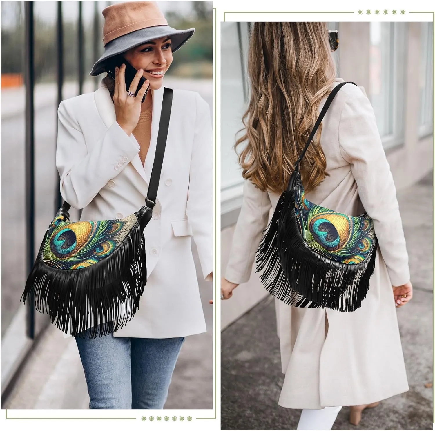Fringe Handbag Crossbody with Tassel Hobo Bag Fringe Purses for Women Western