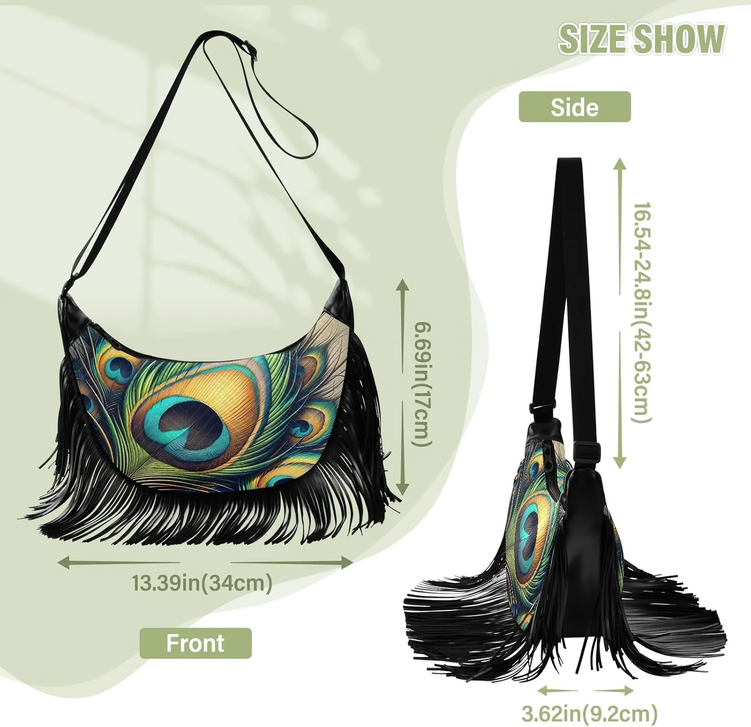 Fringe Handbag Crossbody with Tassel Hobo Bag Fringe Purses for Women Western