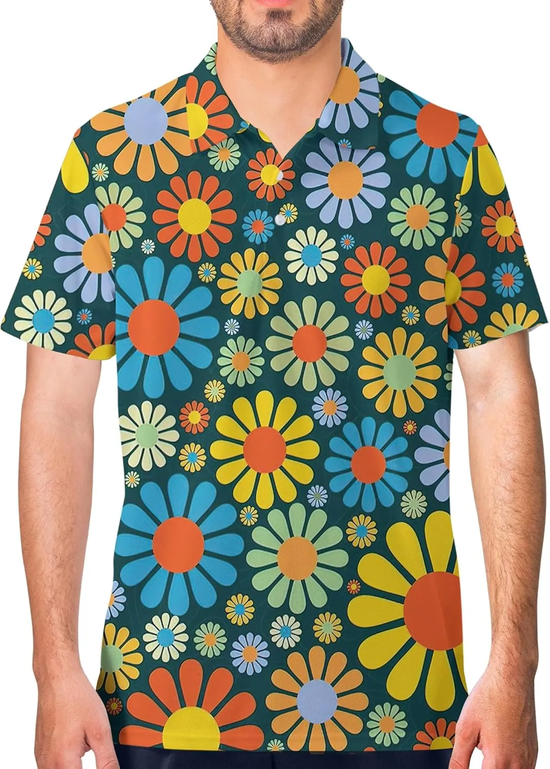 Funny Golf Shirt for Men Print Hawaiian Mens Polo Shirts Crazy Golf Gifts