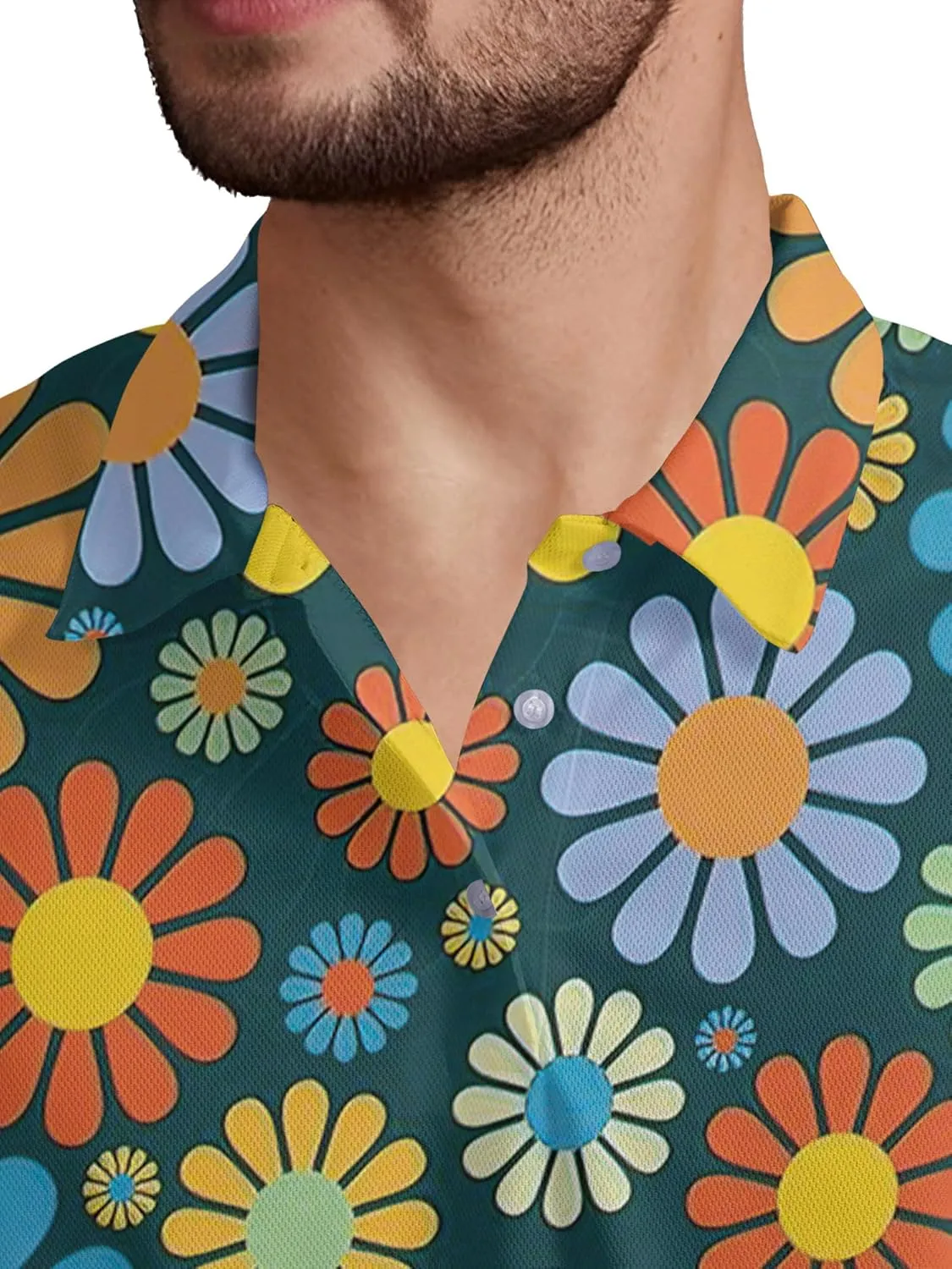 Funny Golf Shirt for Men Print Hawaiian Mens Polo Shirts Crazy Golf Gifts