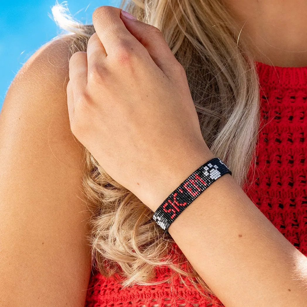 Gabby Game Day "Sic' Em" Adjustable Beaded Bracelets Scarlet and Black