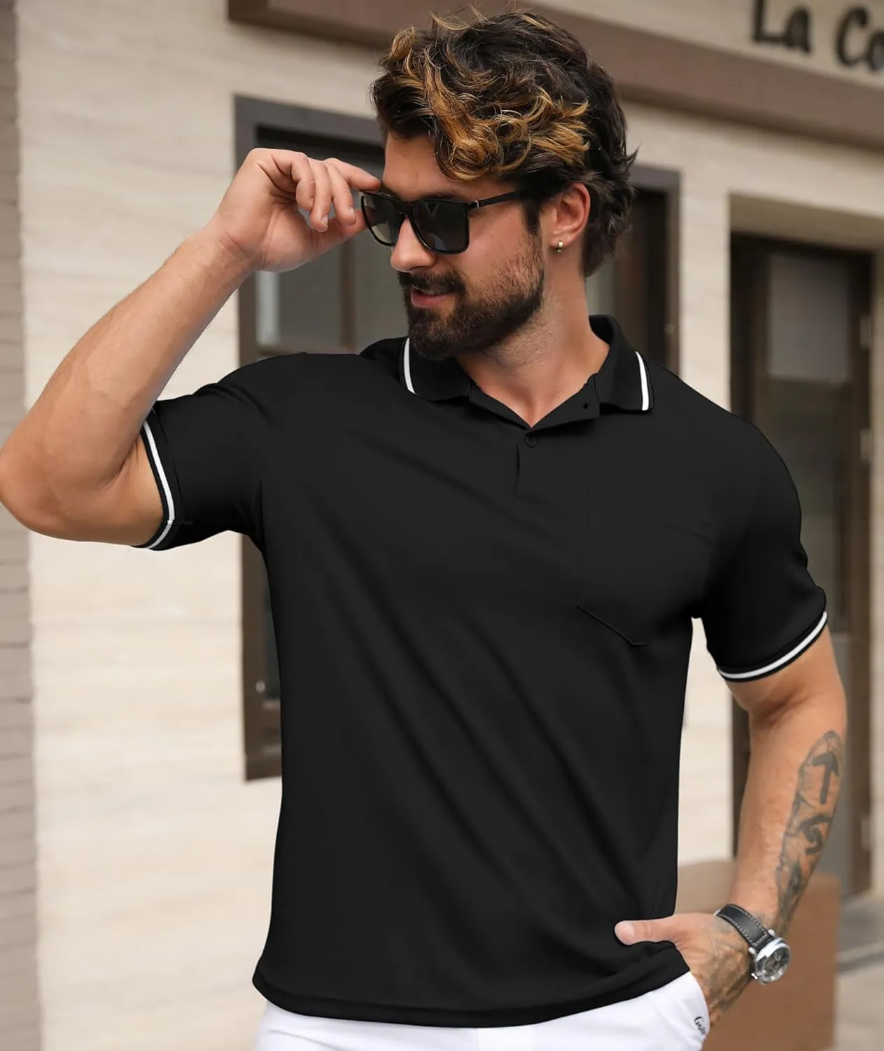 GEEK LIGHTING 3 Pack Mens Polo Shirts Short Sleeve Athletic Polo for Men Casual Moisture Wicking T-Shirts with Pocket