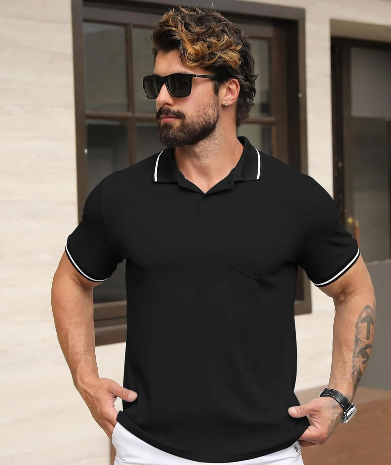 GEEK LIGHTING 3 Pack Mens Polo Shirts Short Sleeve Athletic Polo for Men Casual Moisture Wicking T-Shirts with Pocket