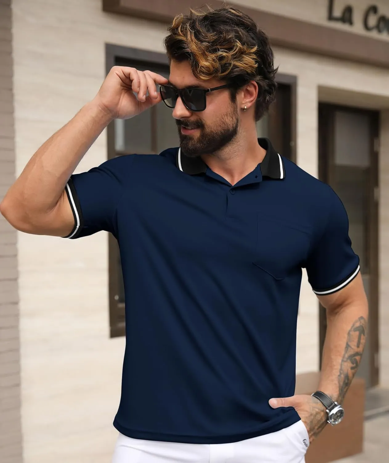 GEEK LIGHTING 5 Pack Men Polo Shirts with Pocket Multipack Golf Shirt for Men Moisture Wicking Casual Athletic Work T-Shirts