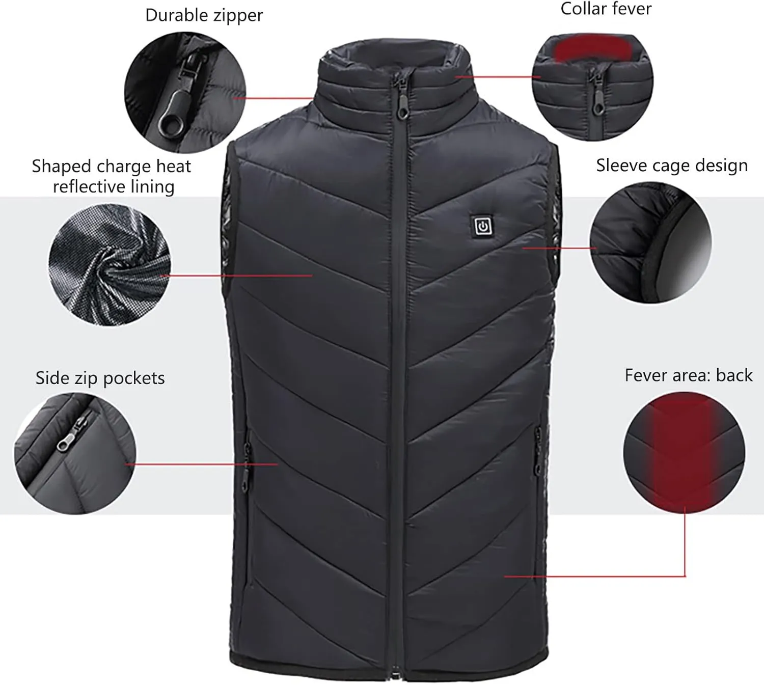 Girls Boys USB Electric Heated Vest Winter Ski Suit Kids Heating Waistcoat Down Jacket Outwear