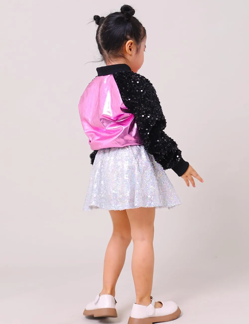 Girls Velvet Sequin Jackets Bomber Kids Sparkle Outwear Toddler Boys Glitter Sleeve Shiny Metallic Coat Birthday