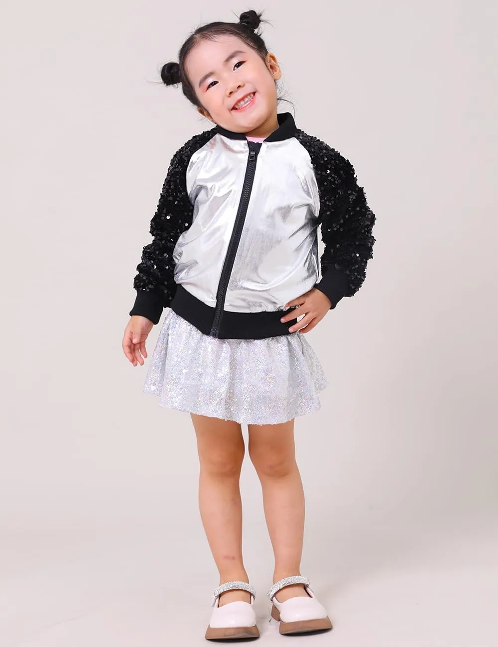 Girls Velvet Sequin Jackets Bomber Kids Sparkle Outwear Toddler Boys Glitter Sleeve Shiny Metallic Coat Birthday