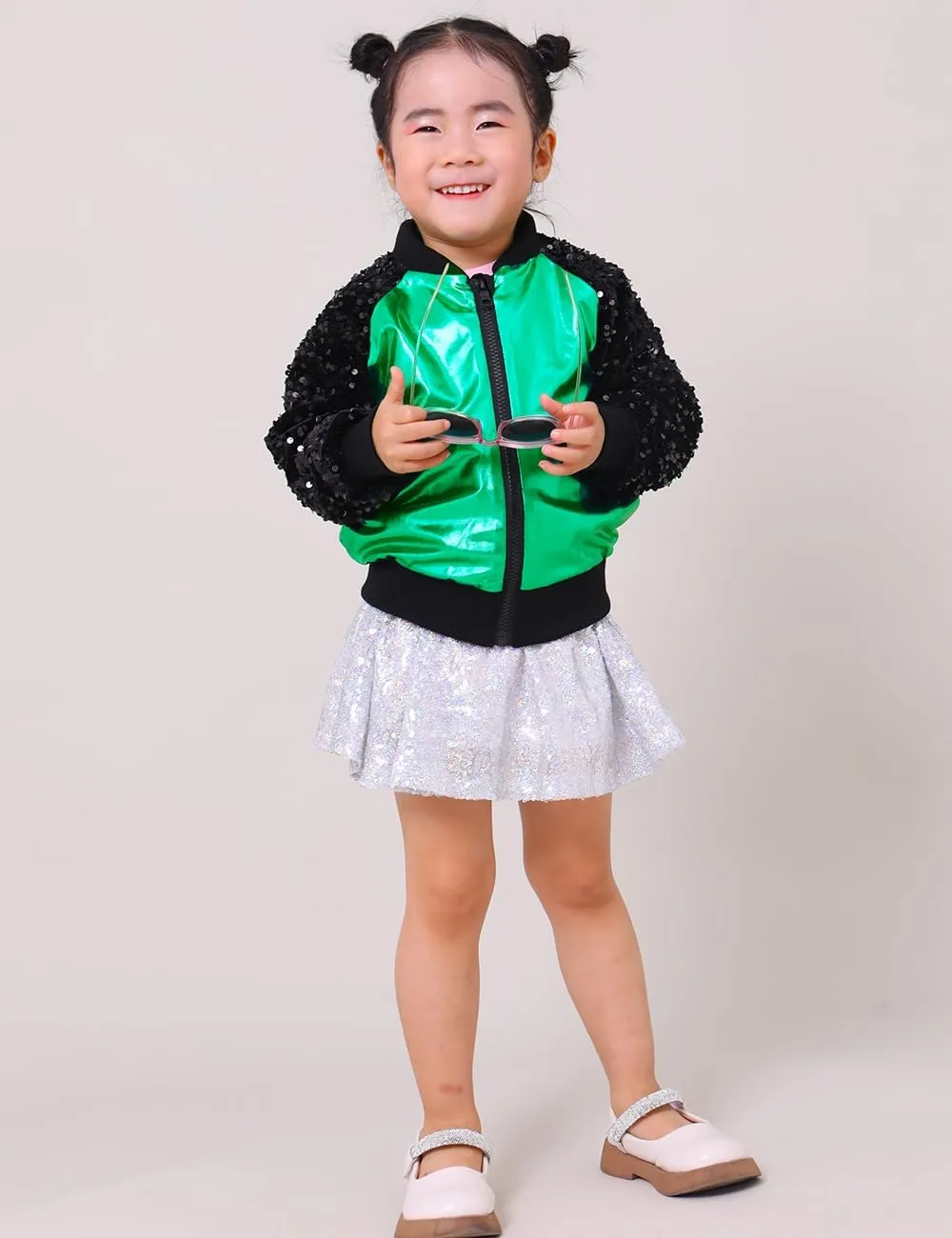 Girls Velvet Sequin Jackets Bomber Kids Sparkle Outwear Toddler Boys Glitter Sleeve Shiny Metallic Coat Birthday