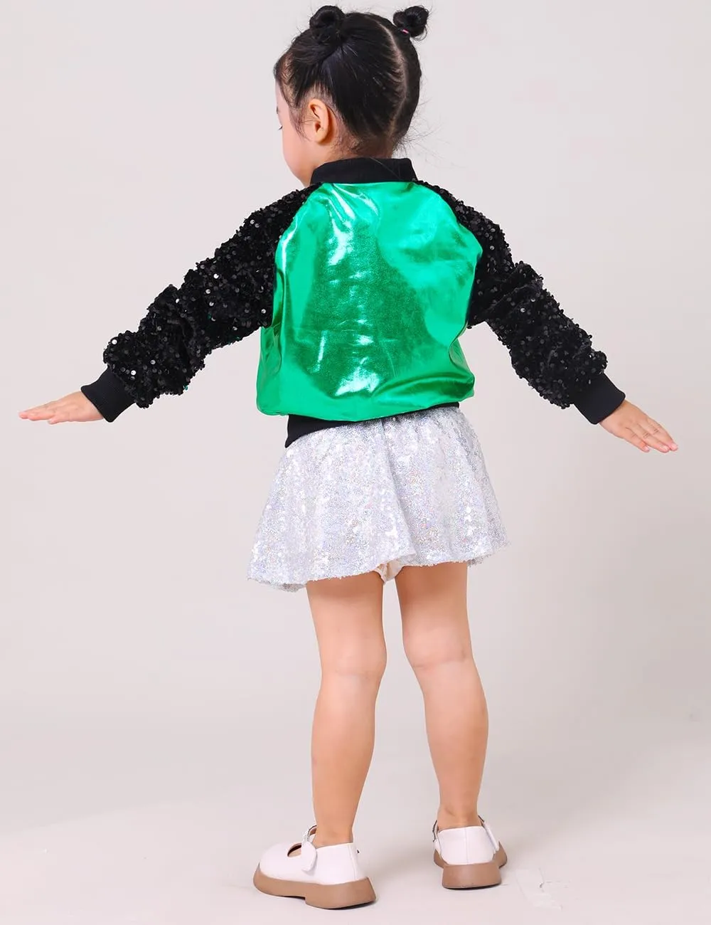 Girls Velvet Sequin Jackets Bomber Kids Sparkle Outwear Toddler Boys Glitter Sleeve Shiny Metallic Coat Birthday