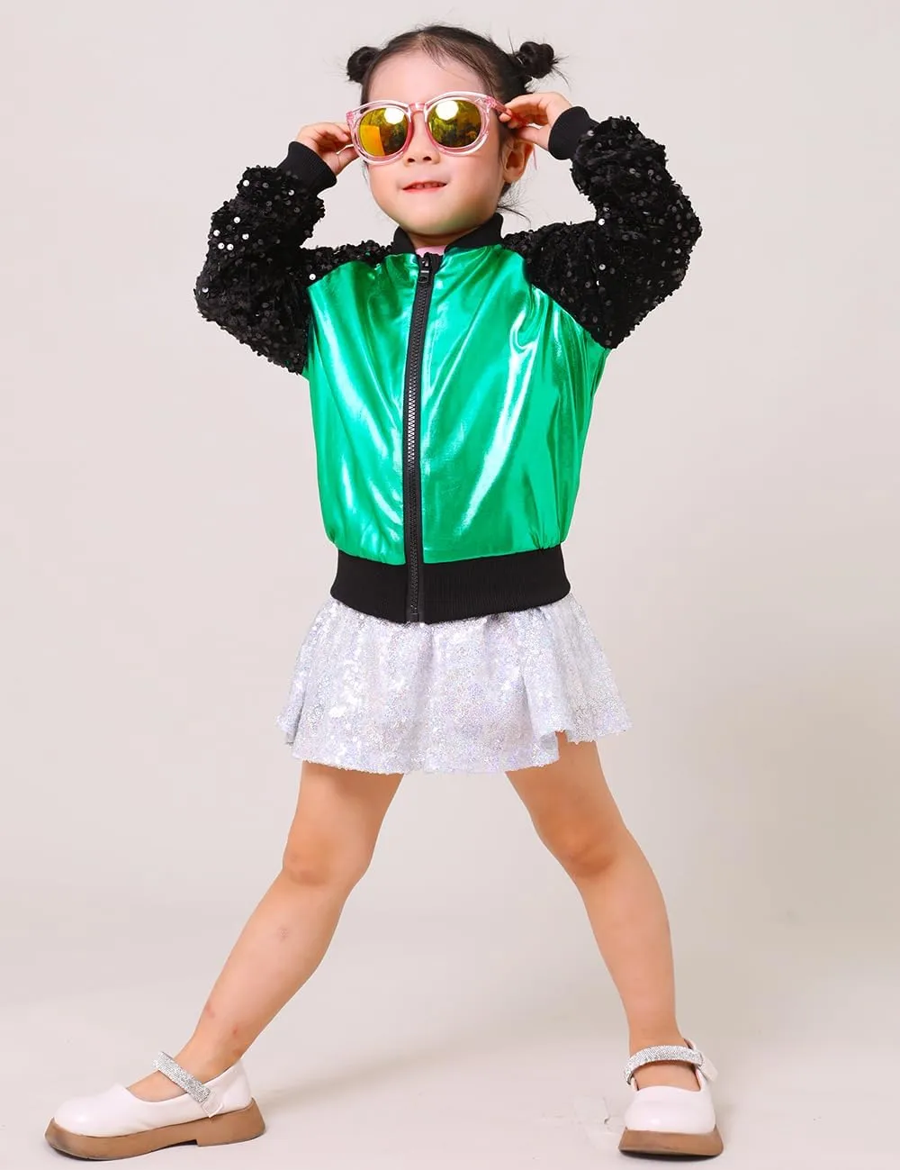 Girls Velvet Sequin Jackets Bomber Kids Sparkle Outwear Toddler Boys Glitter Sleeve Shiny Metallic Coat Birthday