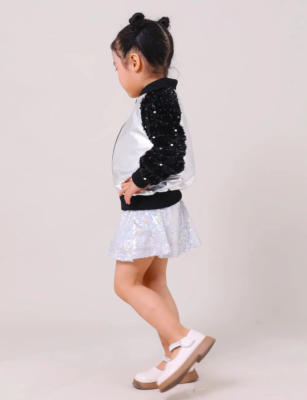 Girls Velvet Sequin Jackets Bomber Kids Sparkle Outwear Toddler Boys Glitter Sleeve Shiny Metallic Coat Birthday