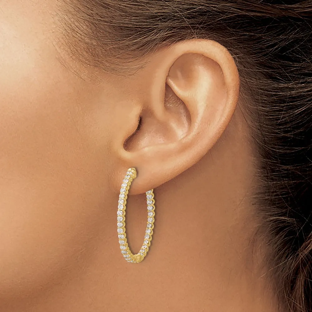 Gold 2.3ct 66-2.0mm In/Out Oval Hoop with Safety Clasp Diamond Earrings - Model XE3249AA