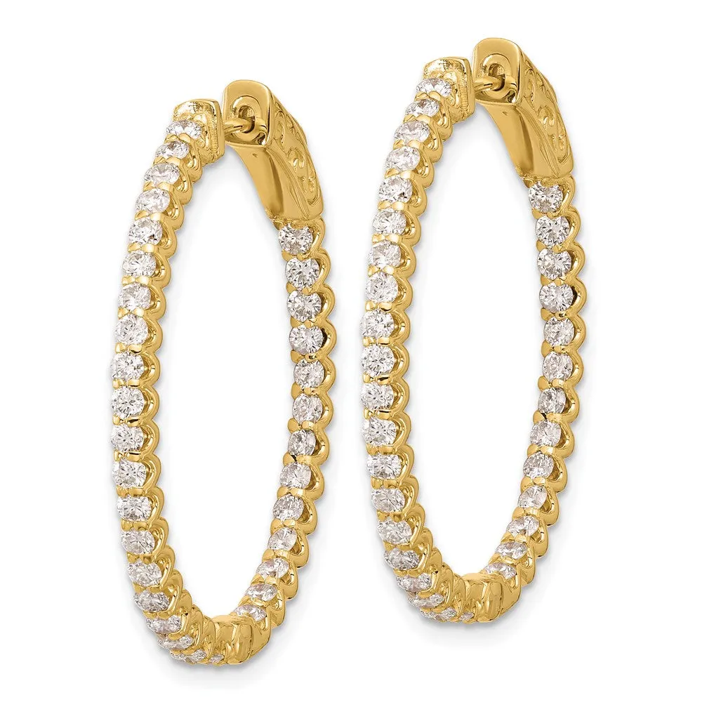 Gold 2.3ct 66-2.0mm In/Out Oval Hoop with Safety Clasp Diamond Earrings - Model XE3249AA