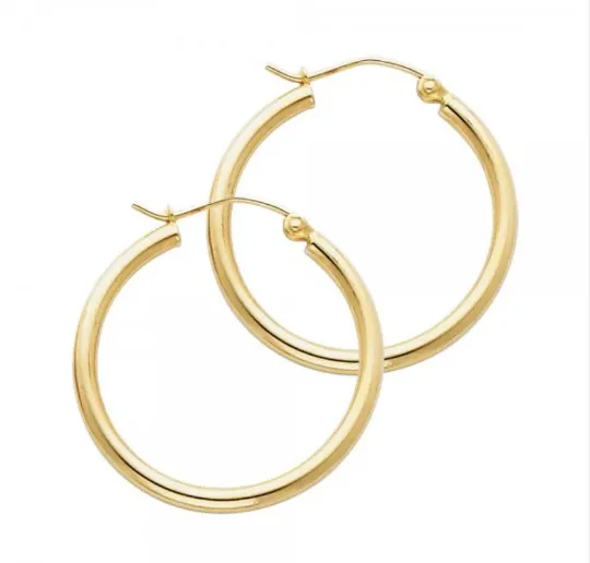 Gold Huggie Hoop Earrings 25MM Width Model-139