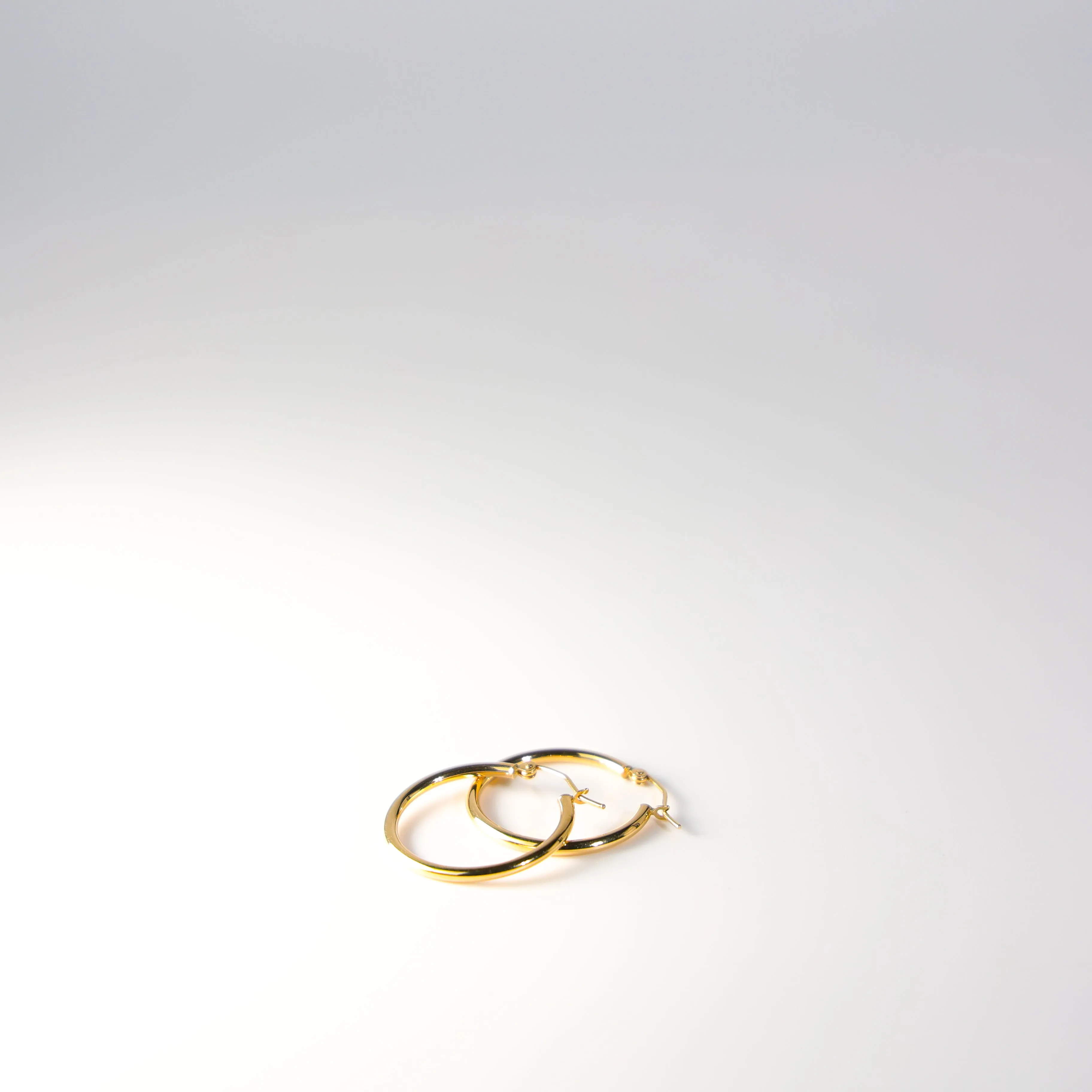 Gold Huggie Hoop Earrings 25MM Width Model-139