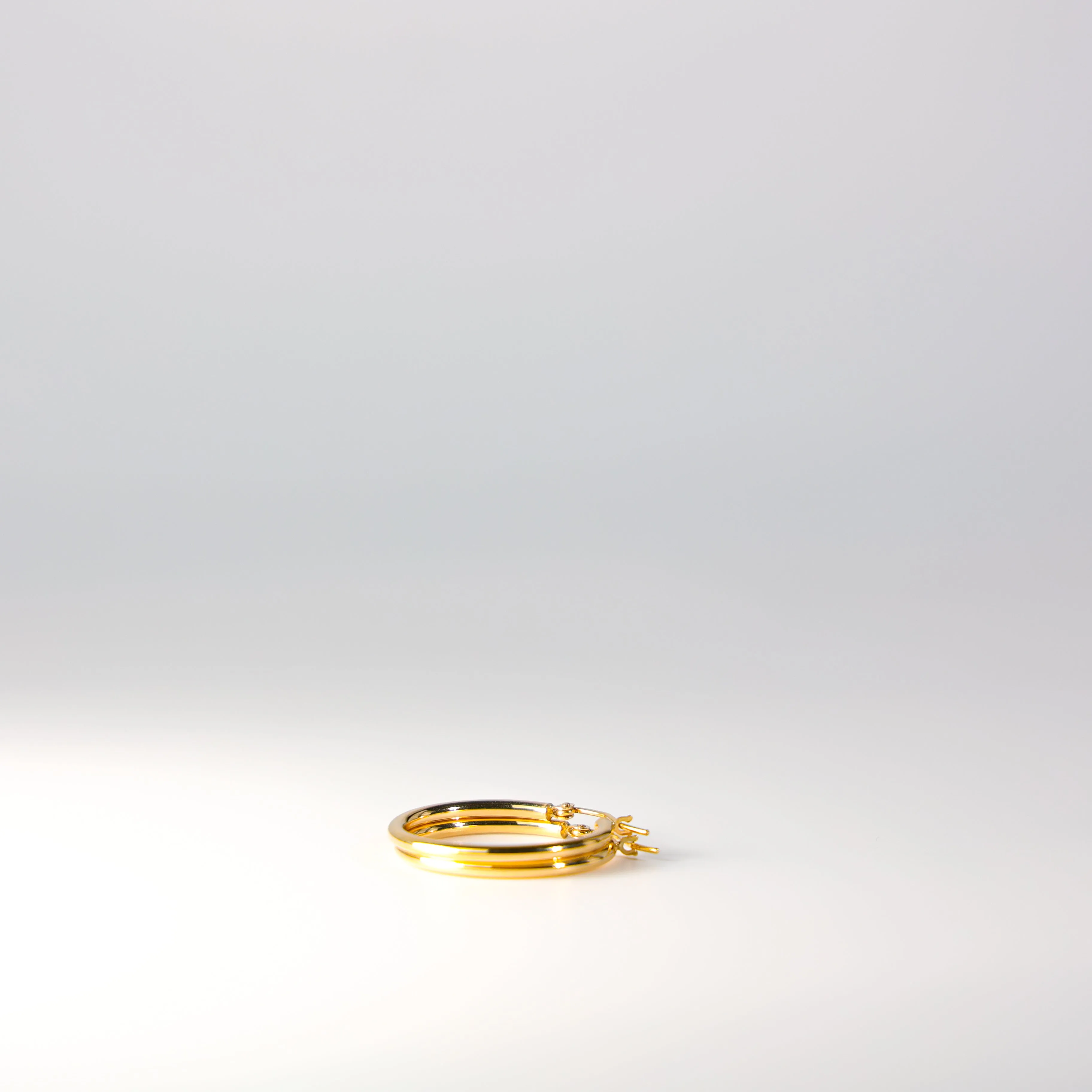 Gold Huggie Hoop Earrings 25MM Width Model-139